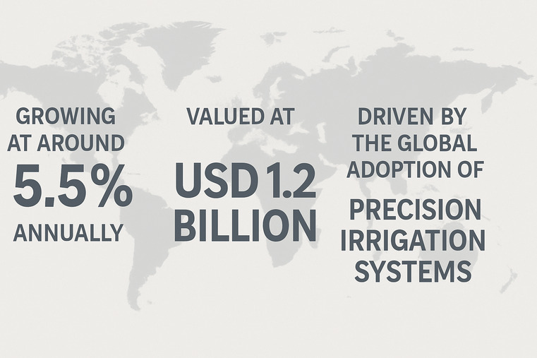 A close-up of a specialized irrigation tire on a center-pivot system in a green field
