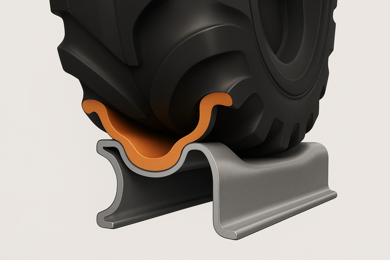 A cross-section diagram showing how a tire bead seals perfectly against the rim flange