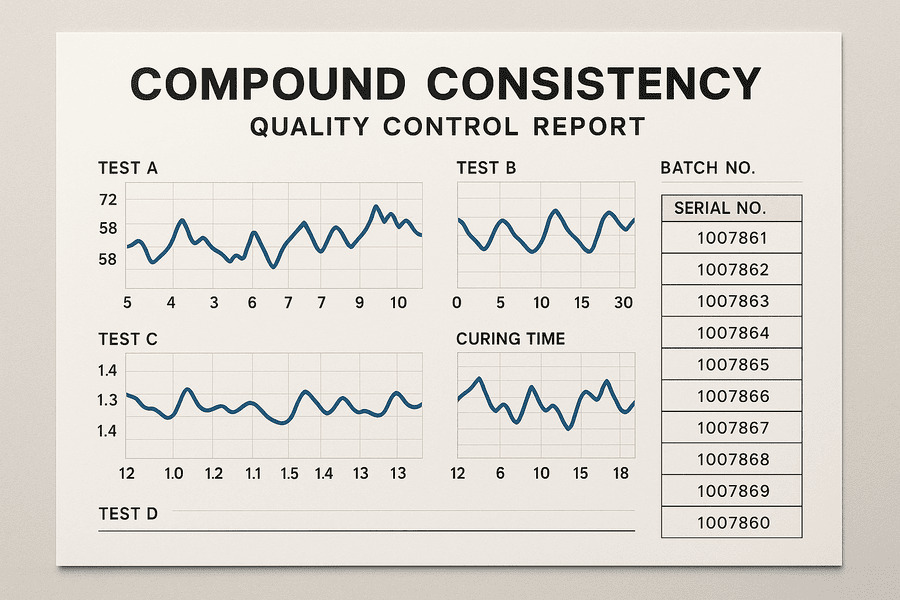 A quality control report showing graphs of compound consistency tests.