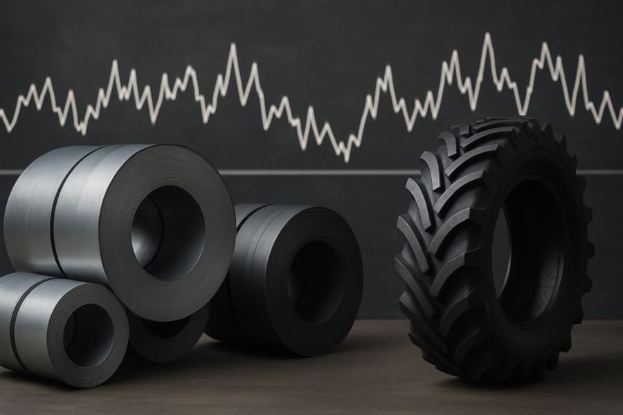 A graph showing volatile price fluctuations with a stable line representing a locked-in blanket order price.