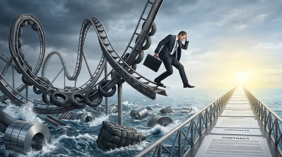 An image of a roller coaster track symbolizing the volatile prices of raw materials.