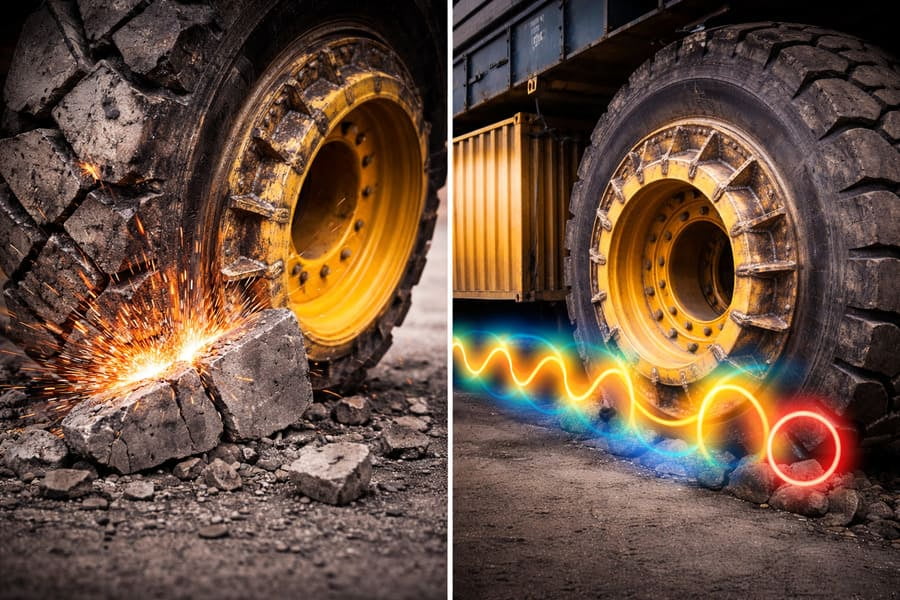 A graphic comparing a single high-impact event (strength) to millions of low-impact cycles (fatigue)