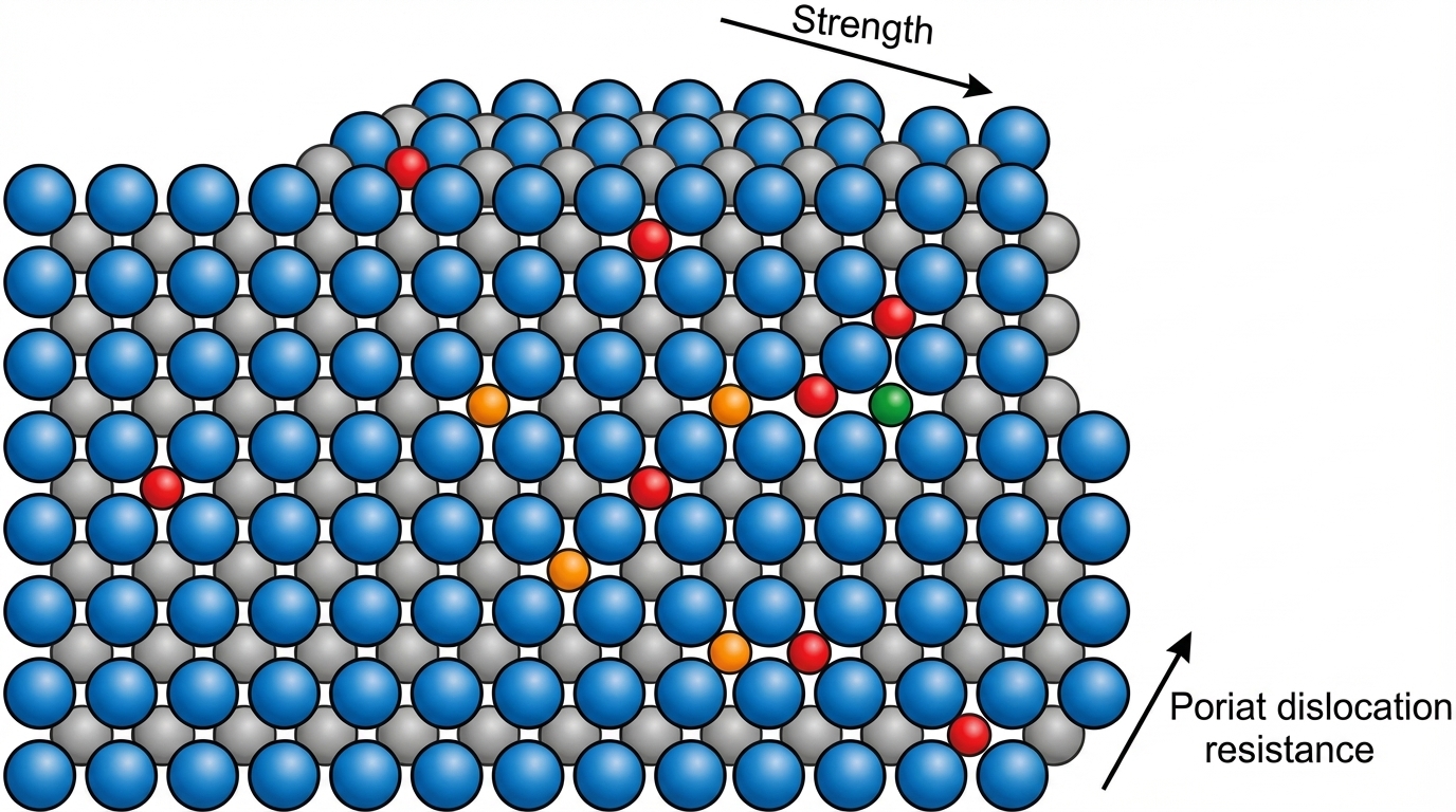 A diagram showing the molecular structure of high-strength steel alloy.
