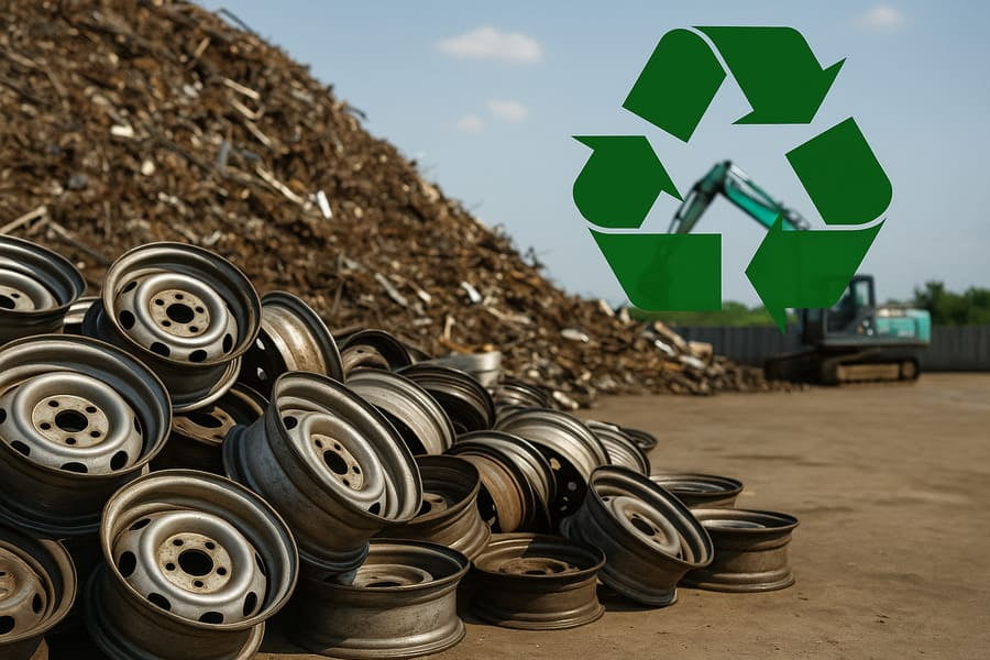 An image showing clean scrap steel being prepared for recycling, highlighting the circular economy.