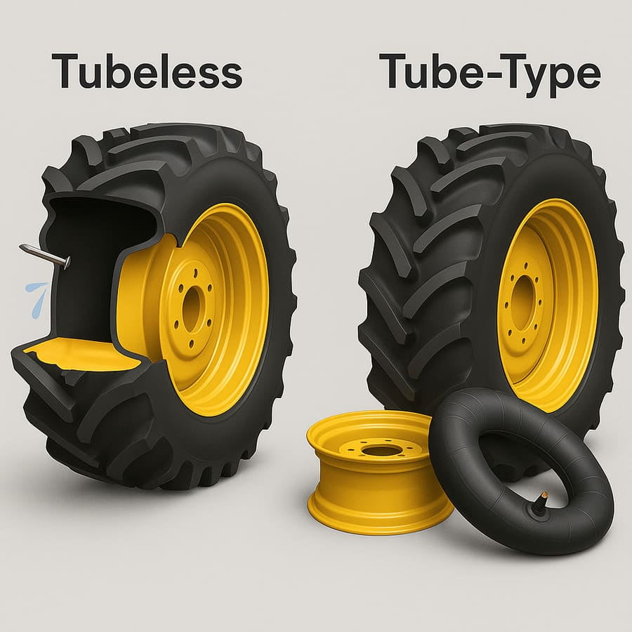 An image showing a set of new tubeless tires next to a matching set of new tubeless-ready rims.