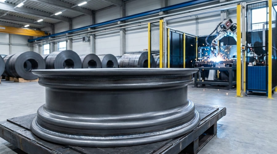 A split-screen image showing a rim with peeling spray paint on one side and a perfectly intact E-coated rim on the other.