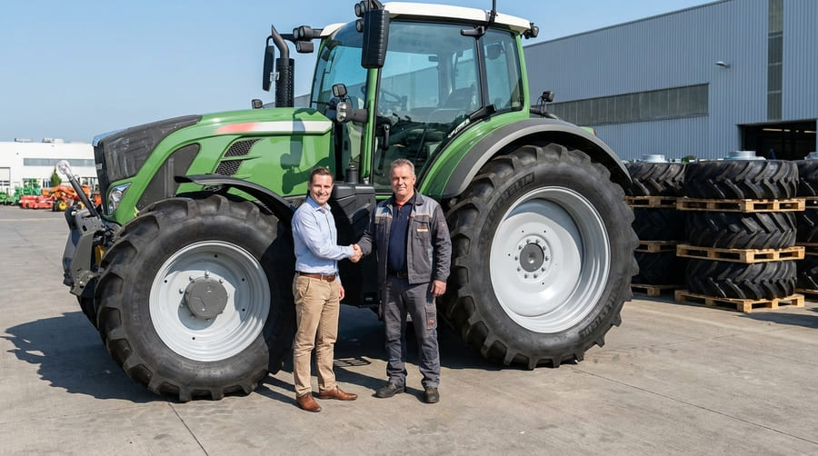 A confident supplier partner shaking hands with an OEM client, representing a strong, accountable partnership.