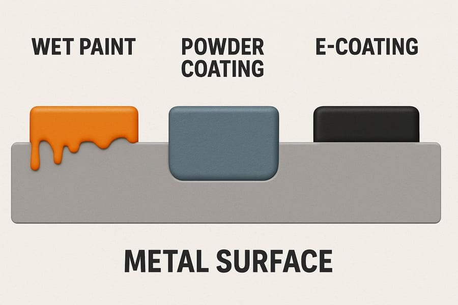 A side-by-side photo from a salt spray test, showing a rusted rim next to a clean, powder-coated rim.