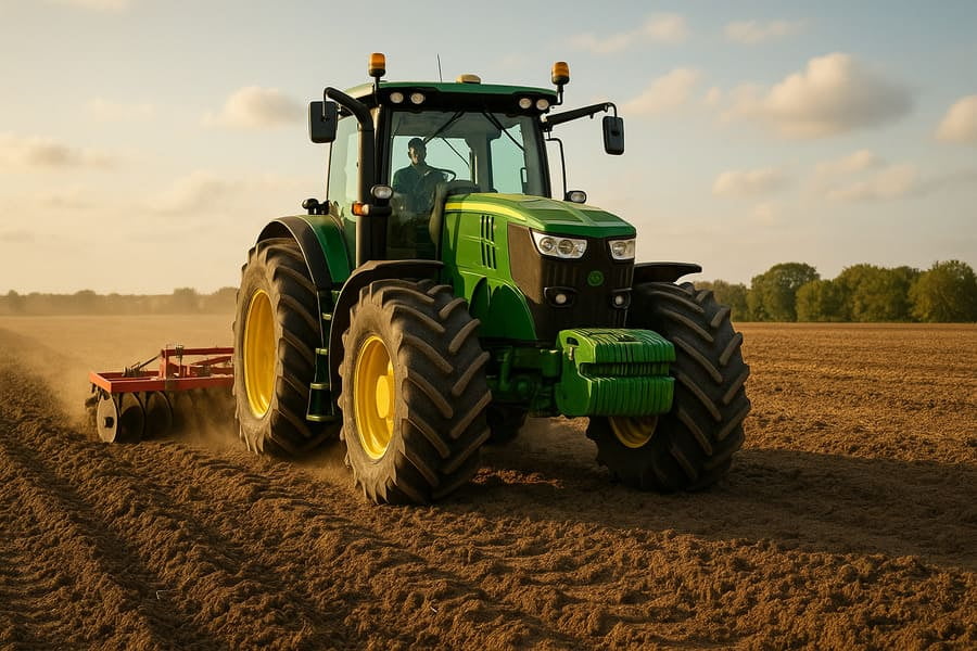 A powerful tractor working in a field with no issues, highlighting reliability.