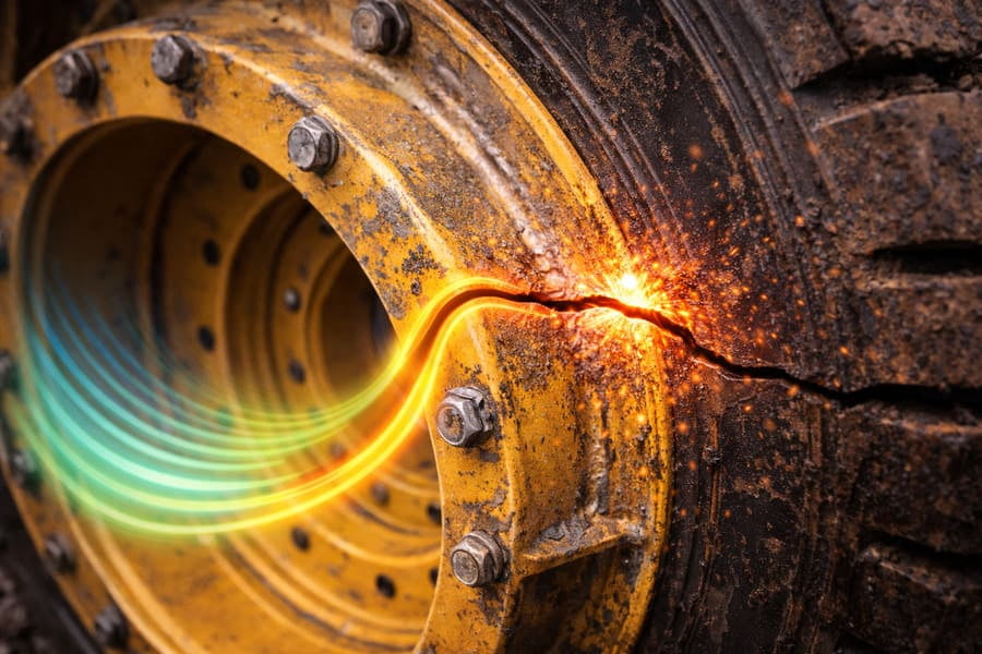 A diagram showing stress flow lines on a rim, highlighting a stress concentration point