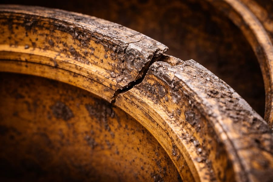 A close-up shot showing wear and tear on a lock ring's seating edge.