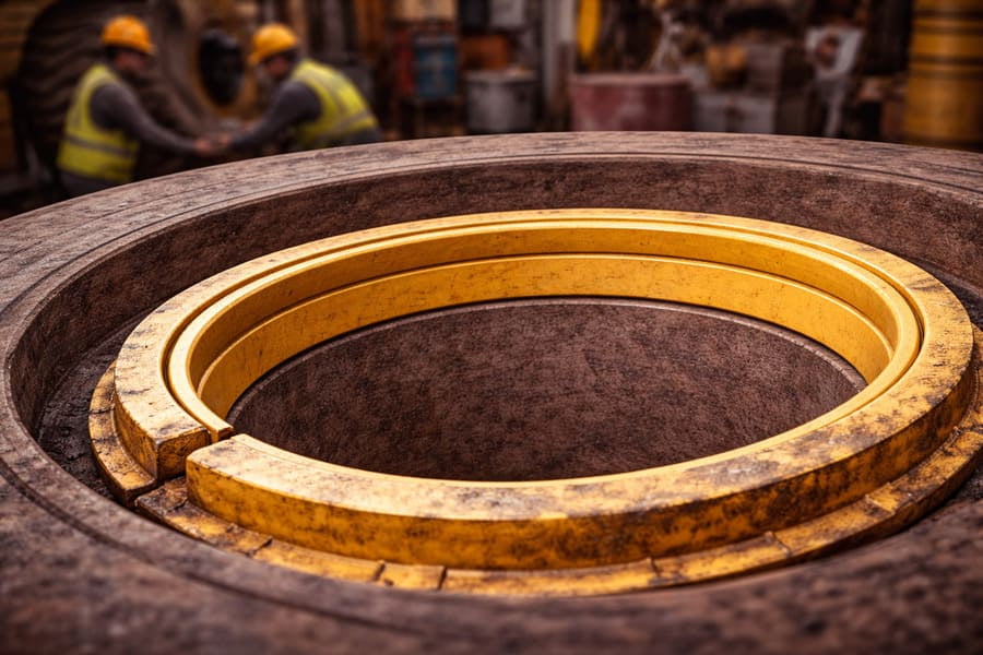 A close-up showing a perfectly seated new lock ring on a wheel.