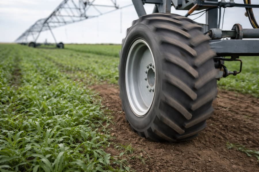 A close-up of a pivot tire in motion, where the wheel looks slightly wobbly.