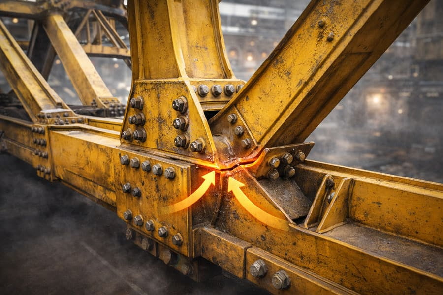 An image of a bridge with thick, oversized steel beams that look inefficient and poorly designed.