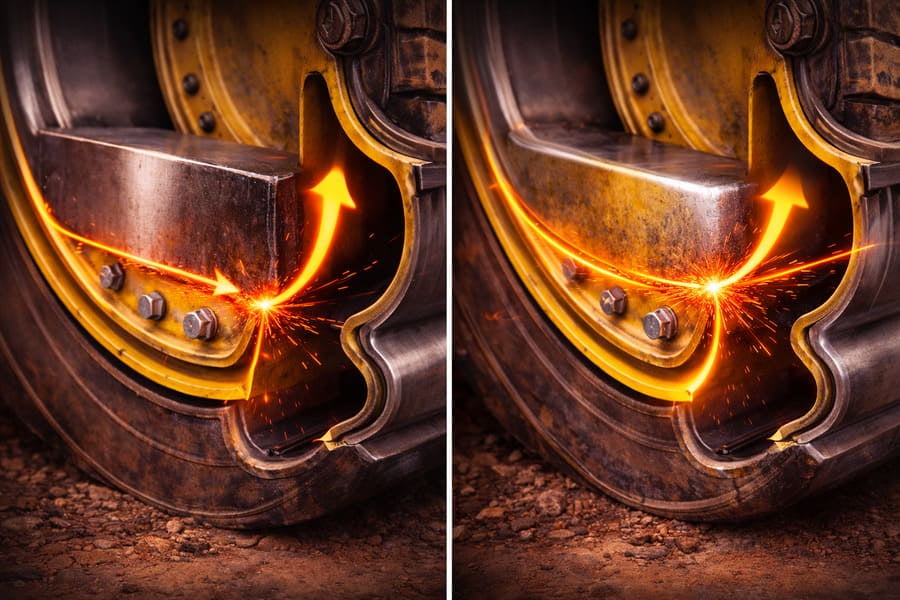 An image comparing a butt-welded thick plate with a sharp edge vs. a smoothly tapered, blended reinforcement on a rim.