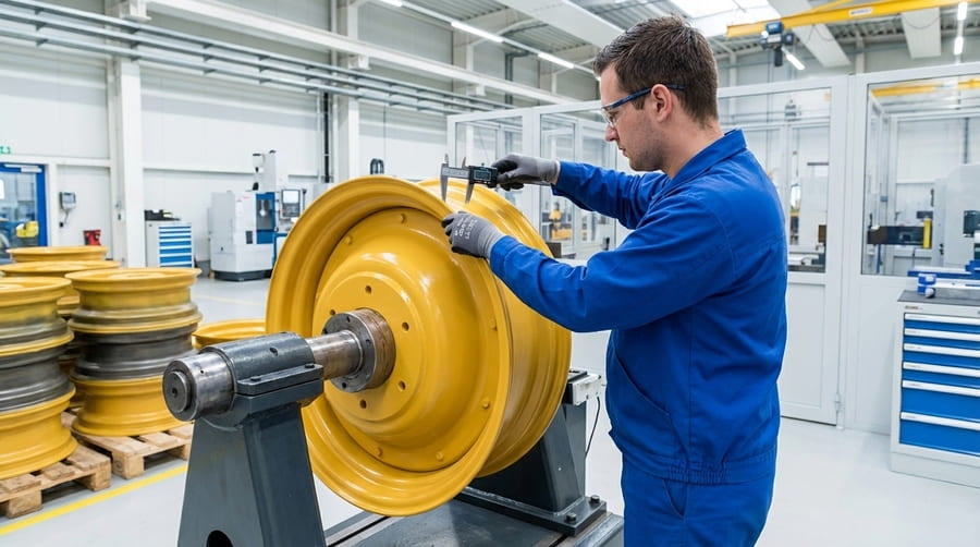 An iceberg infographic. The tip of the iceberg is labeled 'Cost of New Wheel'. The massive underwater part is labeled with items like 'Downtime', 'Lost Production', 'Axle Damage', 'Tire Ruin', 'Safety Incident'.