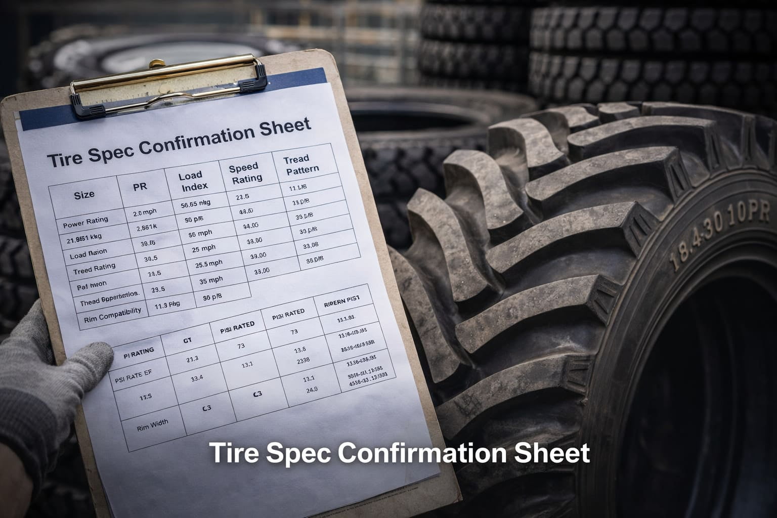 Tire specification documents and measurements