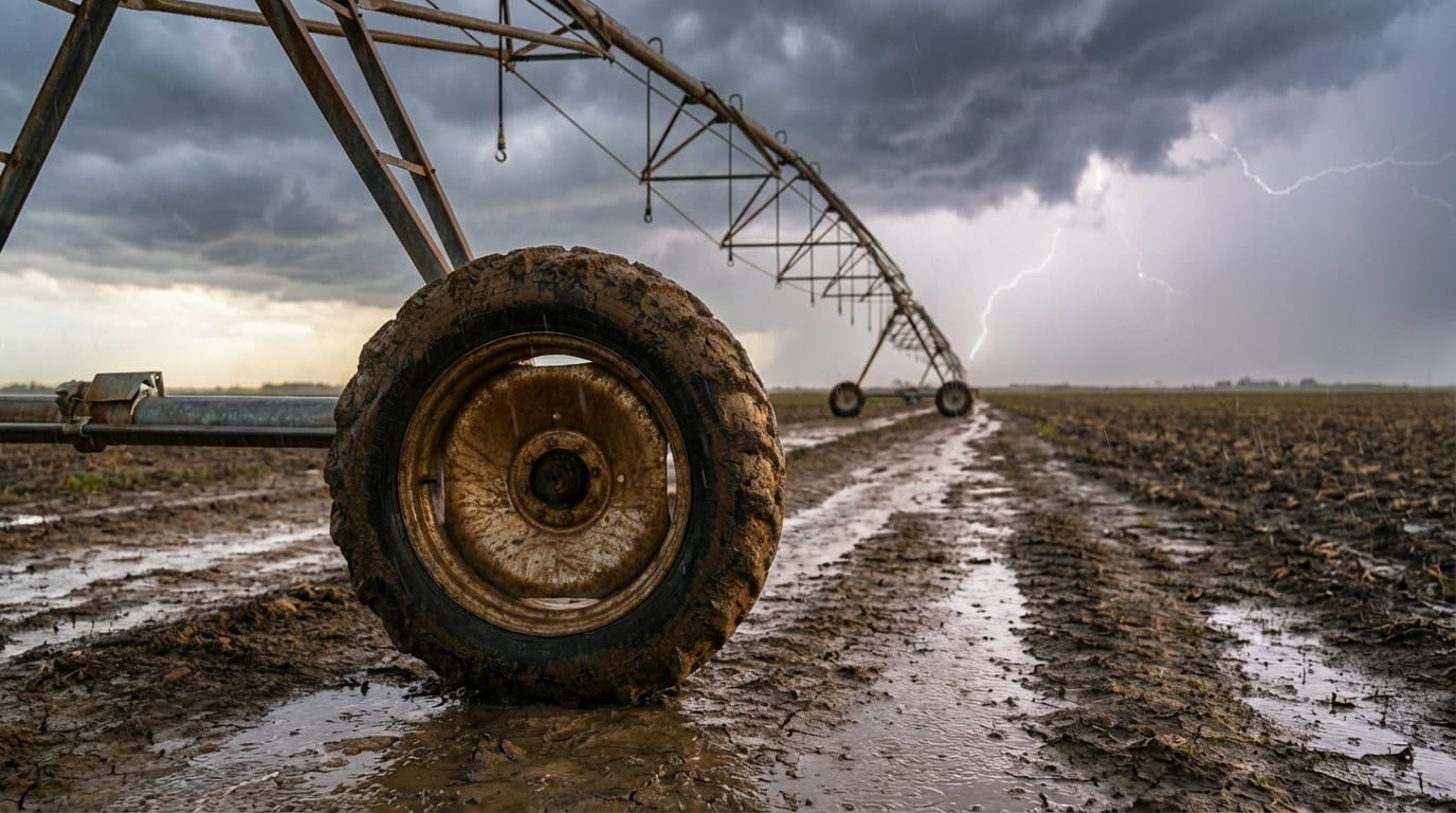 Large-scale outdoor irrigation system in agricultural field