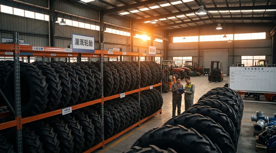 A calendar with a date circled in red labeled "Irrigation Starts," with arrows pointing backward showing blocks for Shipping, Customs, and Production.