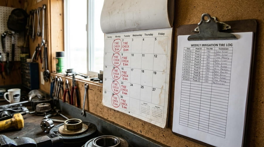 A calendar or checklist with "Tire Check Monday 8 AM" highlighted, symbolizing a fixed routine.